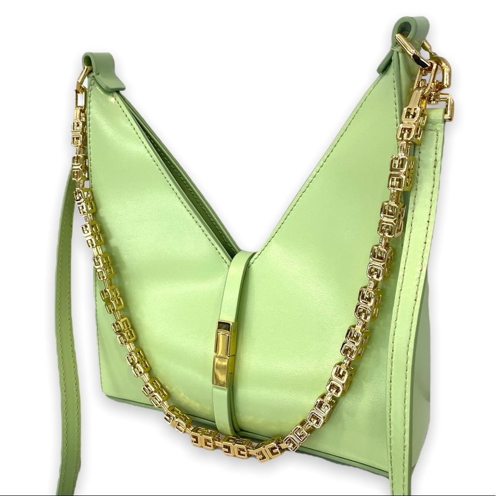 GIVENCHY Mini Cut Out Bag in box leather with chain Pistachio